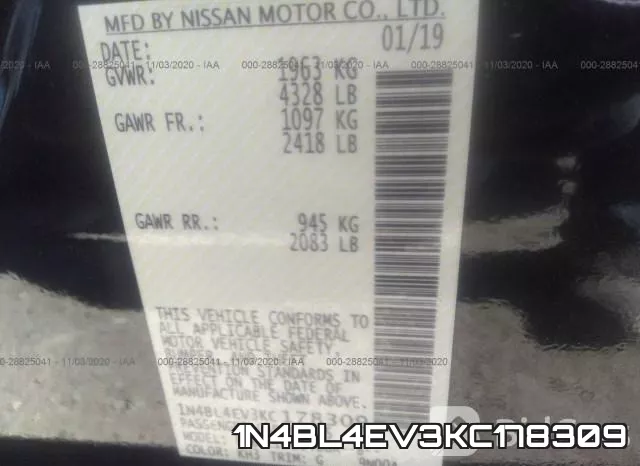 1N4BL4EV3KC178309 фото 9