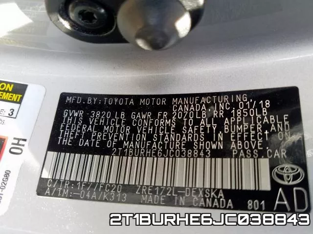 2T1BURHE6JC038843 фото 2
