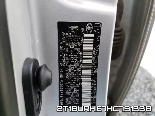 2T1BURHE7HC791338 фото 2