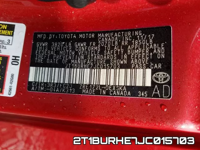 2T1BURHE7JC015703 фото 2