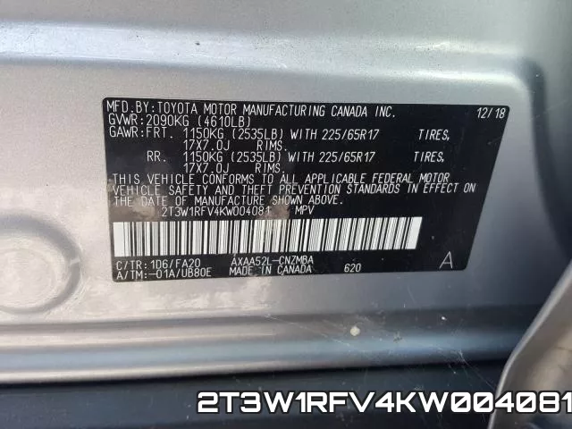 2T3W1RFV4KW004081 фото 2