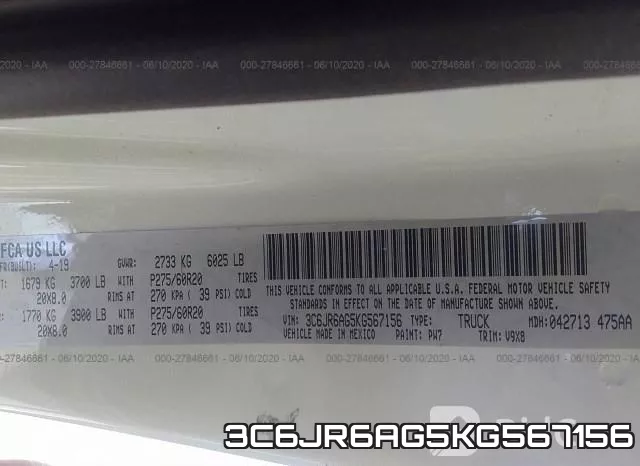 3C6JR6AG5KG567156 фото 9