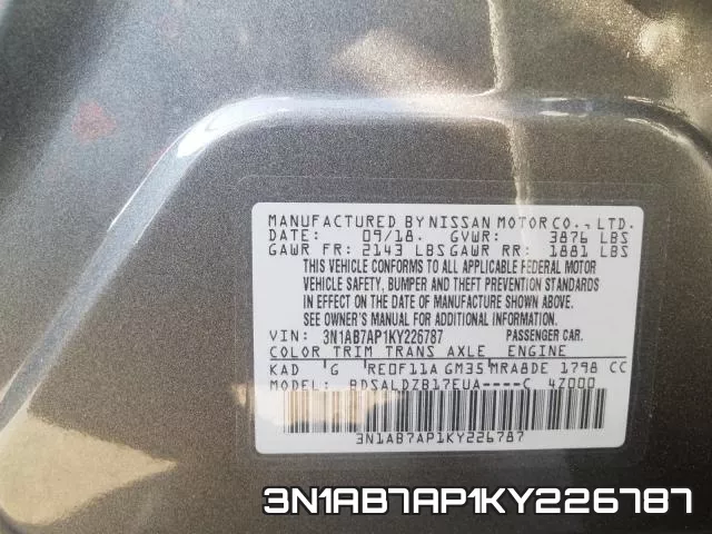3N1AB7AP1KY226787 фото 2