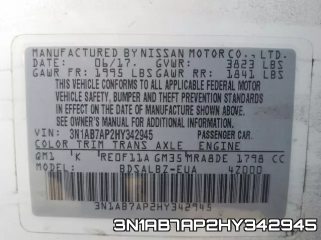 3N1AB7AP2HY342945 фото 2