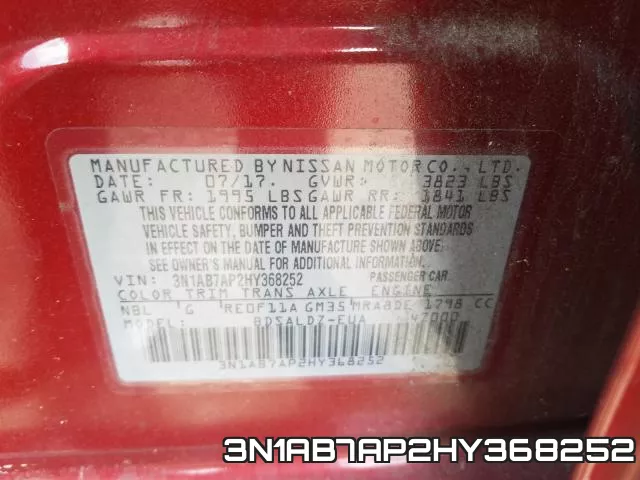 3N1AB7AP2HY368252 фото 2