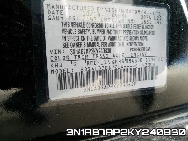 3N1AB7AP2KY240830 фото 2