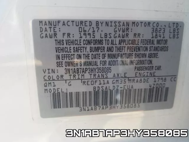 3N1AB7AP3HY358085 фото 2