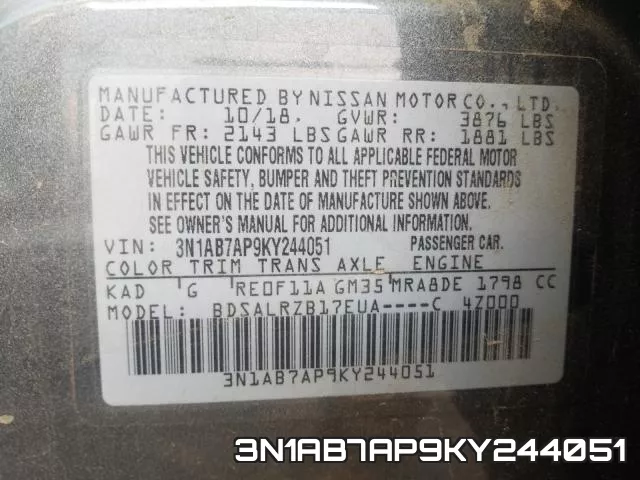3N1AB7AP9KY244051 фото 2