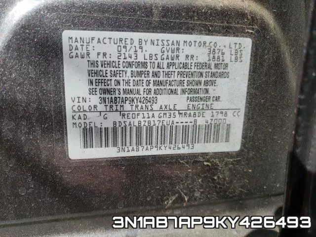 3N1AB7AP9KY426493 фото 2