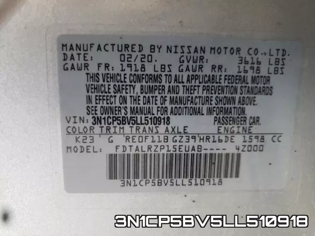 3N1CP5BV5LL510918 фото 2