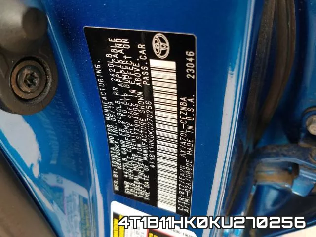 4T1B11HK0KU270256 фото 2