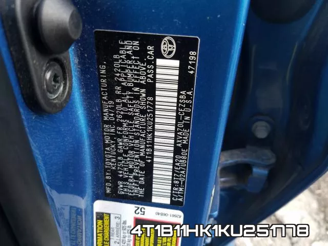 4T1B11HK1KU251778 фото 2