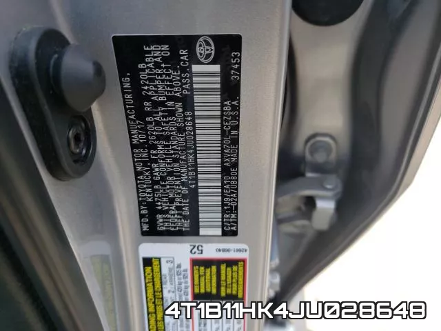 4T1B11HK4JU028648 фото 2