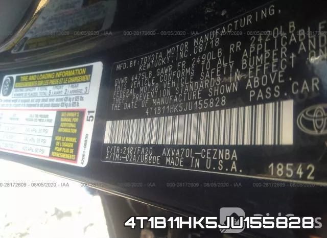 4T1B11HK5JU155828 фото 10