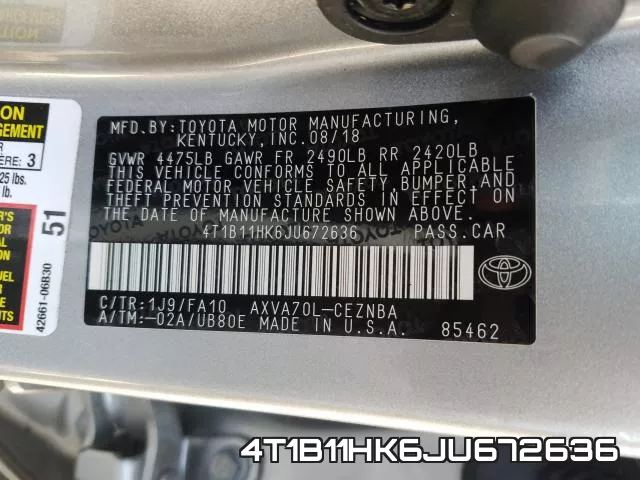 4T1B11HK6JU672636 фото 2