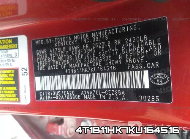 4T1B11HK7KU164516 фото 10