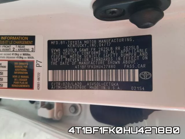 4T1BF1FK0HU427880 фото 2