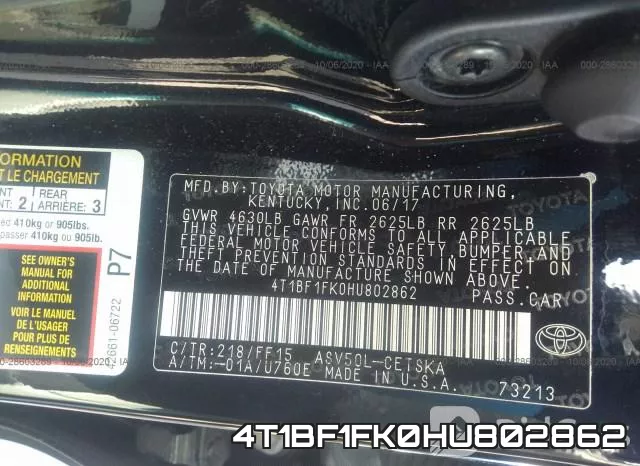 4T1BF1FK0HU802862 фото 10