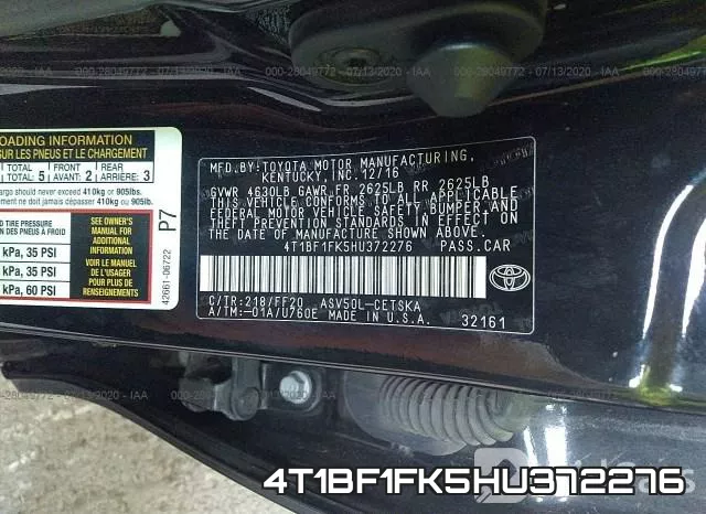 4T1BF1FK5HU372276 фото 10