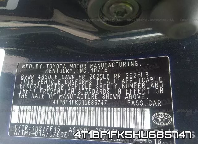 4T1BF1FK5HU685747 фото 10