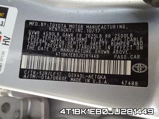 4T1BK1EB0JU281449 фото 2