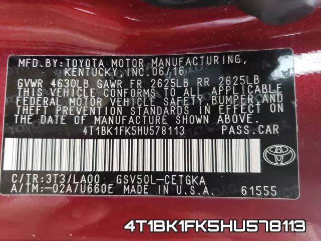 4T1BK1FK5HU578113 фото 2