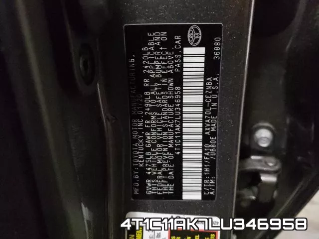 4T1C11AK7LU346958 фото 2