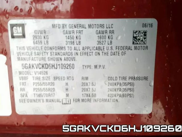 5GAKVCKD6HJ109260 фото 2