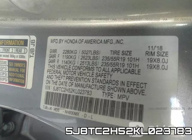 5J8TC2H52KL023783 фото 10