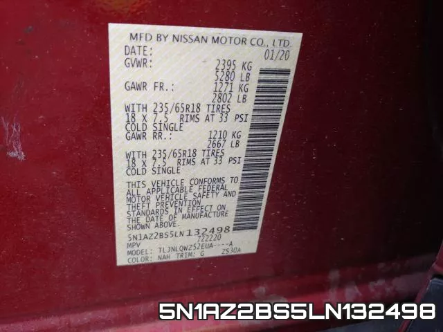 5N1AZ2BS5LN132498 фото 2
