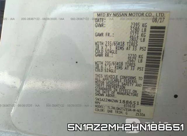 5N1AZ2MH2HN188651 фото 10