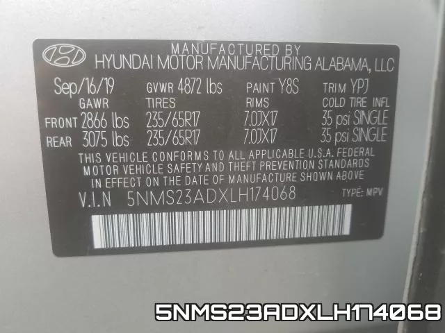 5NMS23ADXLH174068 фото 2