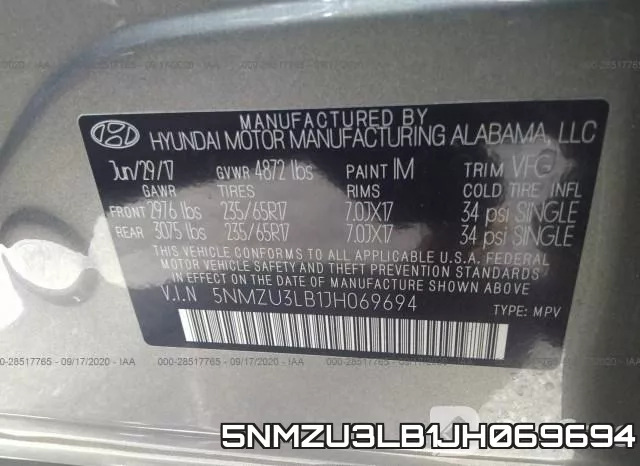 5NMZU3LB1JH069694 фото 10