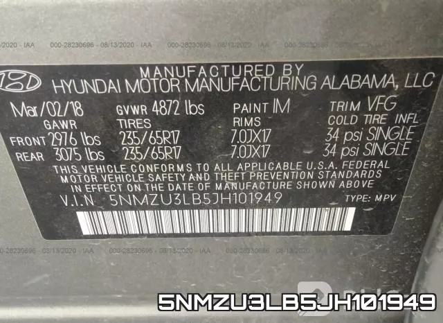 5NMZU3LB5JH101949 фото 10