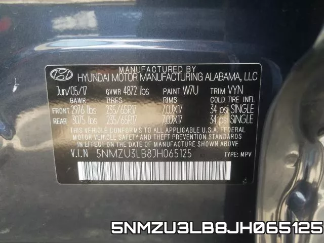 5NMZU3LB8JH065125 фото 2