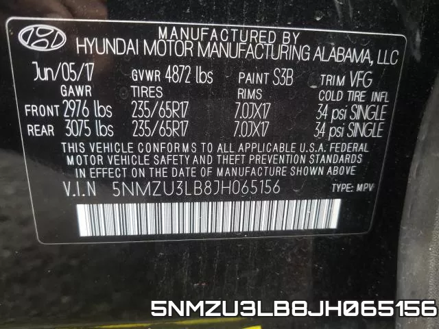 5NMZU3LB8JH065156 фото 2