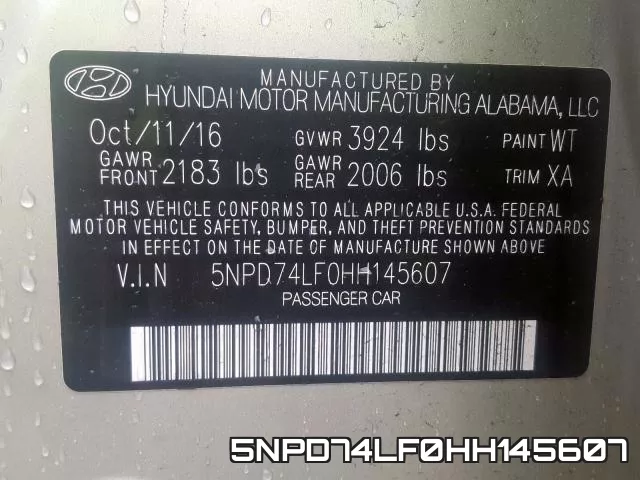 5NPD74LF0HH145607 фото 2