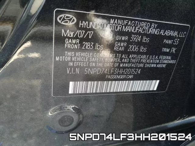 5NPD74LF3HH201524 фото 2