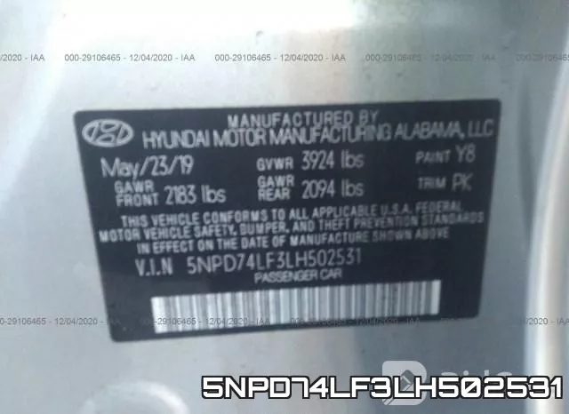 5NPD74LF3LH502531 фото 9