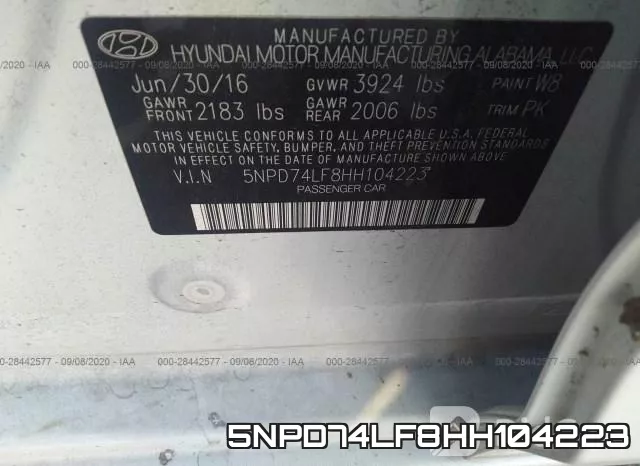 5NPD74LF8HH104223 фото 10