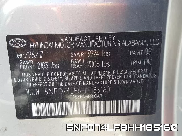 5NPD74LF8HH185160 фото 2