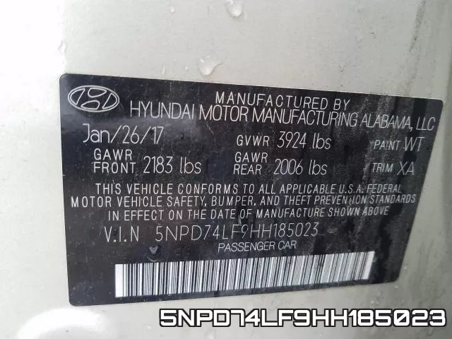 5NPD74LF9HH185023 фото 2