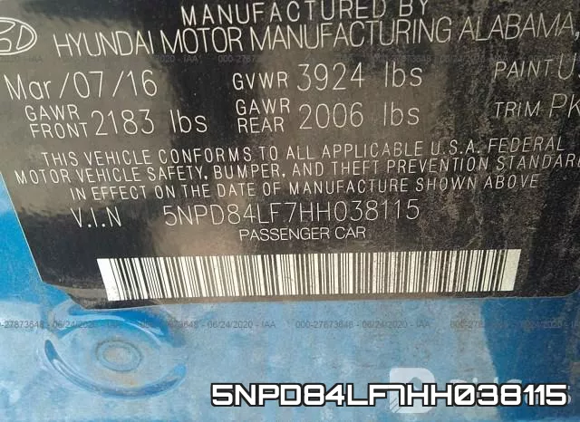 5NPD84LF7HH038115 фото 10
