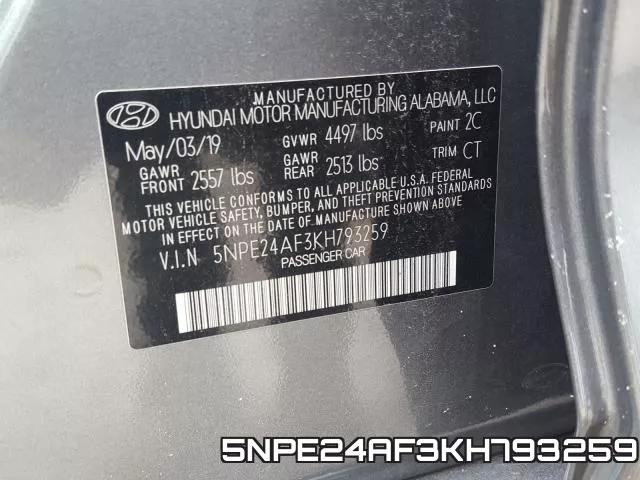 5NPE24AF3KH793259 фото 2