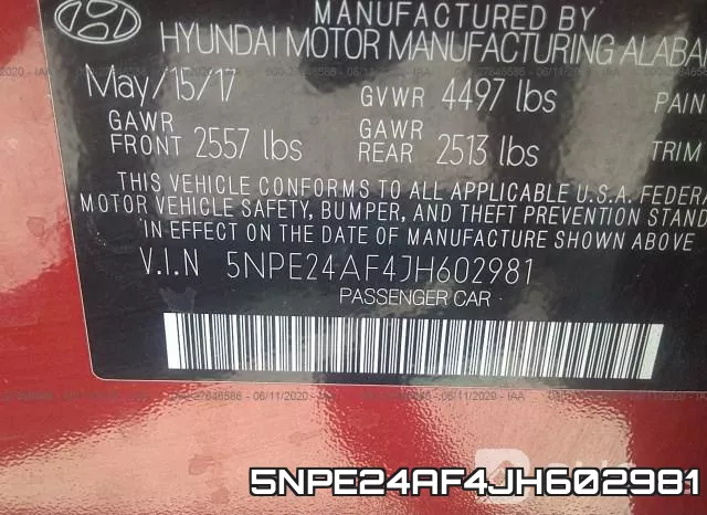 5NPE24AF4JH602981 фото 10