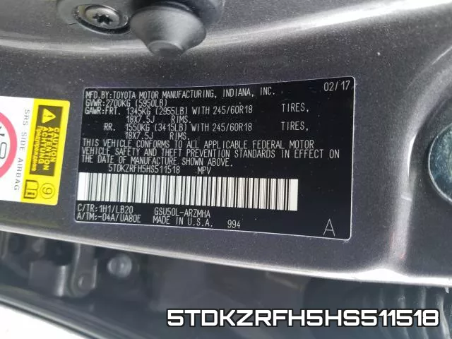 5TDKZRFH5HS511518 фото 2
