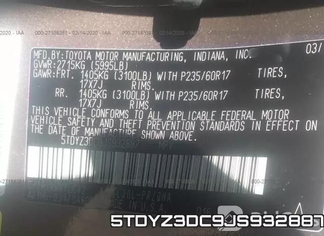 5TDYZ3DC9JS932887 фото 10