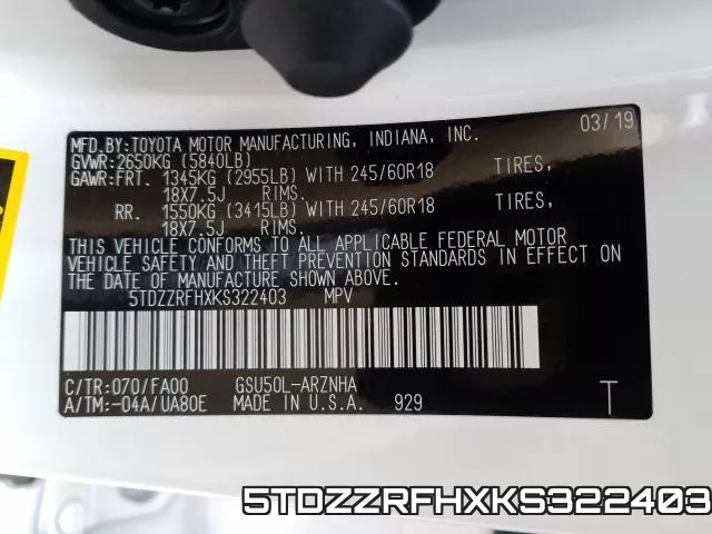 5TDZZRFHXKS322403 фото 2