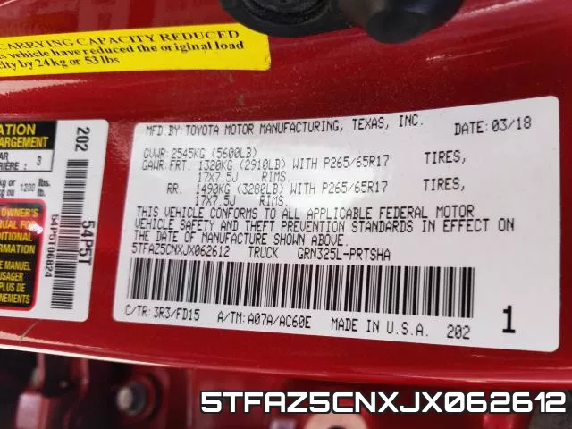 5TFAZ5CNXJX062612 фото 2