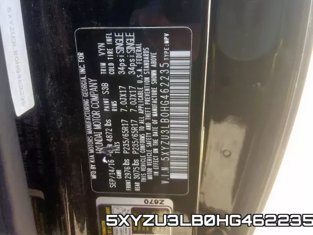 5XYZU3LB0HG462235 фото 2